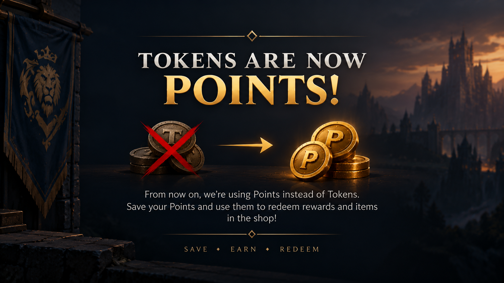 Tokens are now Points!